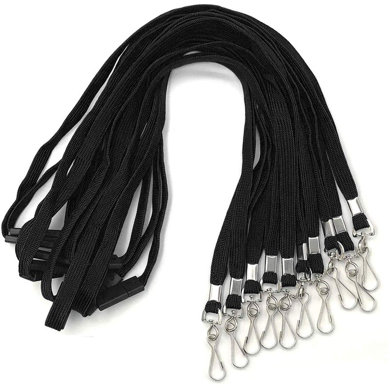 Beebel Safety Lanyards Premium Breakaway Black Lanyard Comfortable Neck Straps Lanyards Swivel J Hook for ID Badges 50 Pack - Image 1